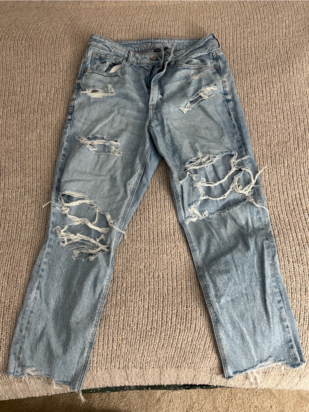 American Eagle Outfitters Light Blue Ripped Mom Jeans